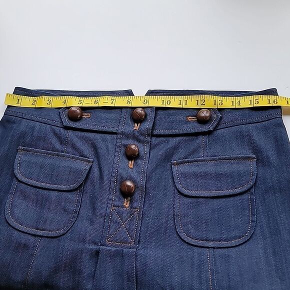 Tibi Dark Blue Denim Skirt with Button Accents - Picture 6 of 8